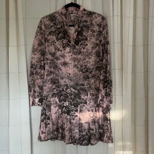 Tuckernuck Pink and Black Floral Midi Dress